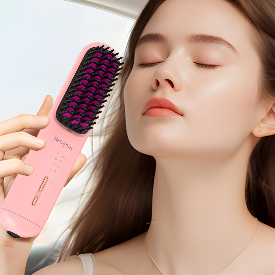 Portable USB sans fil rechargeable hommes barbe brosse de redresseur de cheveux sans fil Mini 2 en 1