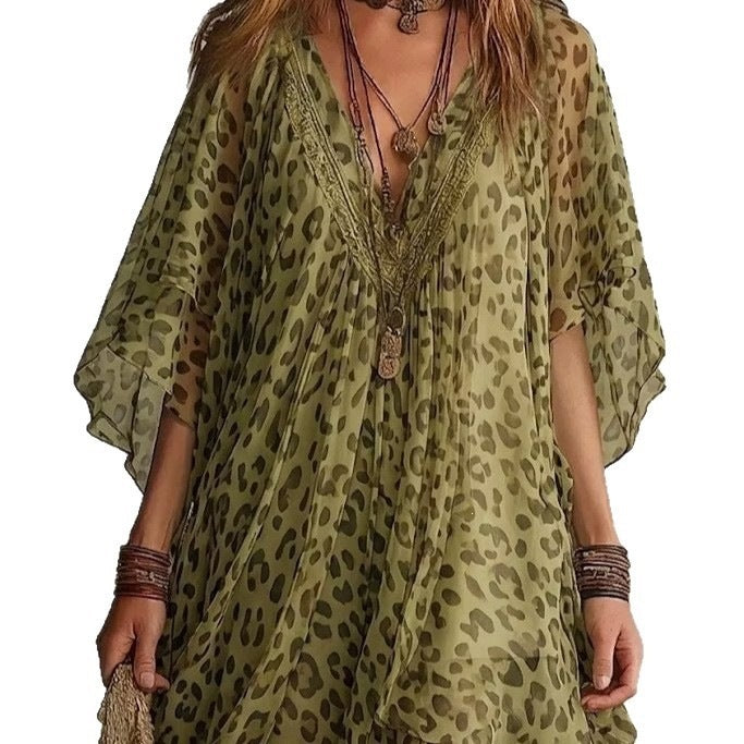 Robe de plage en col V pour femmes