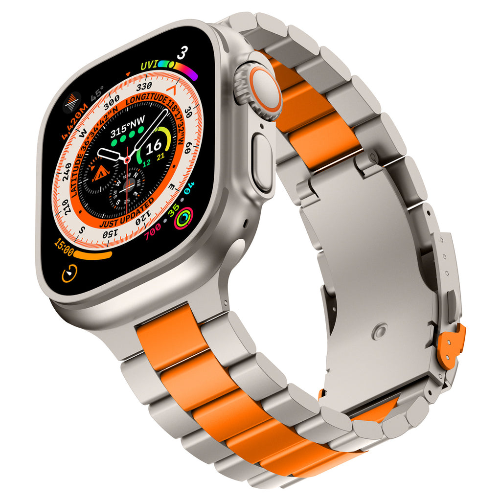 Suitable for Apple Watch S10 titanium alloy three-bead strap