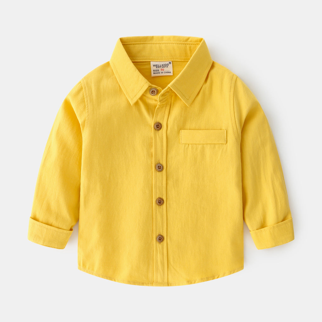 Mode Personnalité Couleur Solide Chemise pour garçons