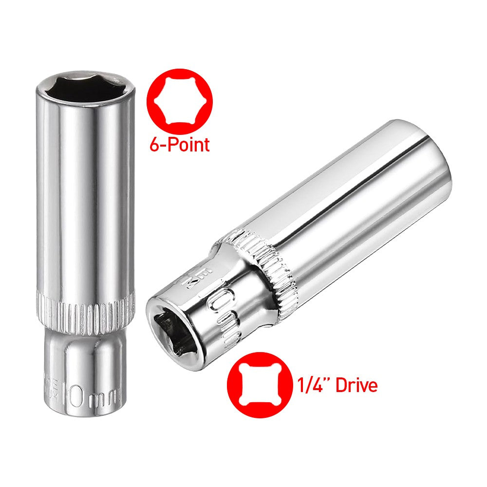 4Pc DEEP SOCKET FIXER CHROME SOCKET MÉTRIQUE PLATE 10mm GARAGE RACK TITULAIRE