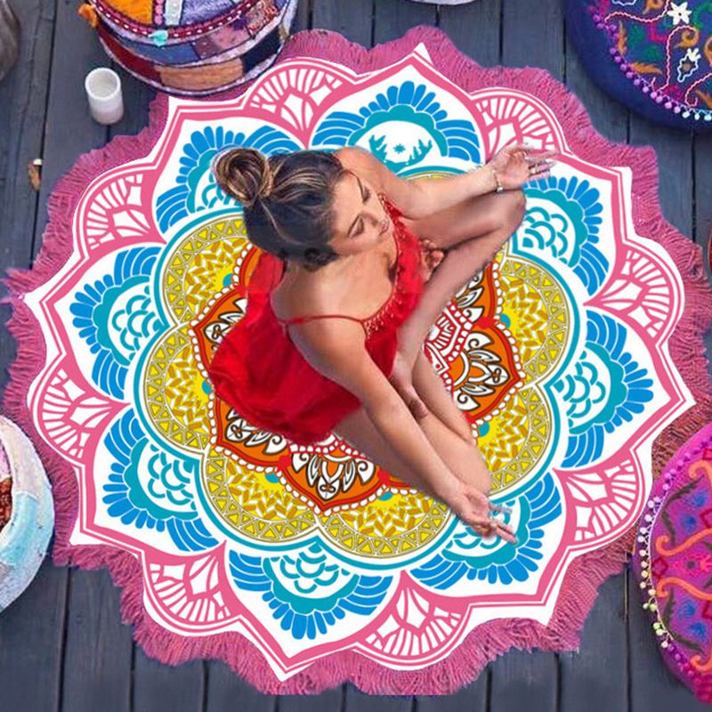 Tapis de yoga pour serviettes de bain rondes en polygone