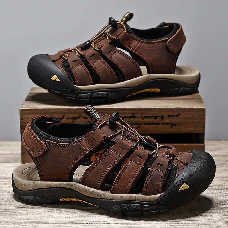 Top Layer Cuir Plus Taille Sandales de plage pour hommes
