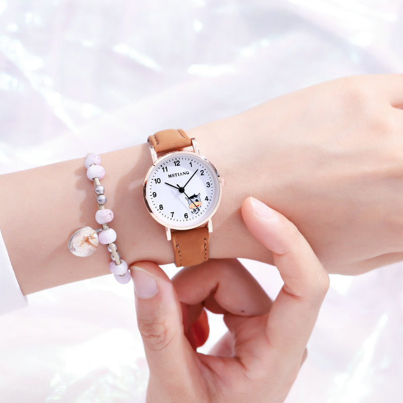Imperméable Coréen mignons petites amies Pointer Cartoon Montre électronique Quartz