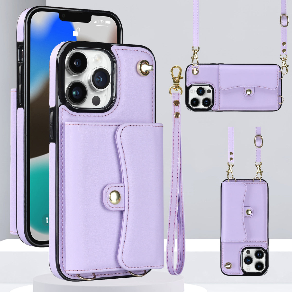 S23Ultra Carte Orgue Boîtier en cuir A13 Crossbody Phone Case