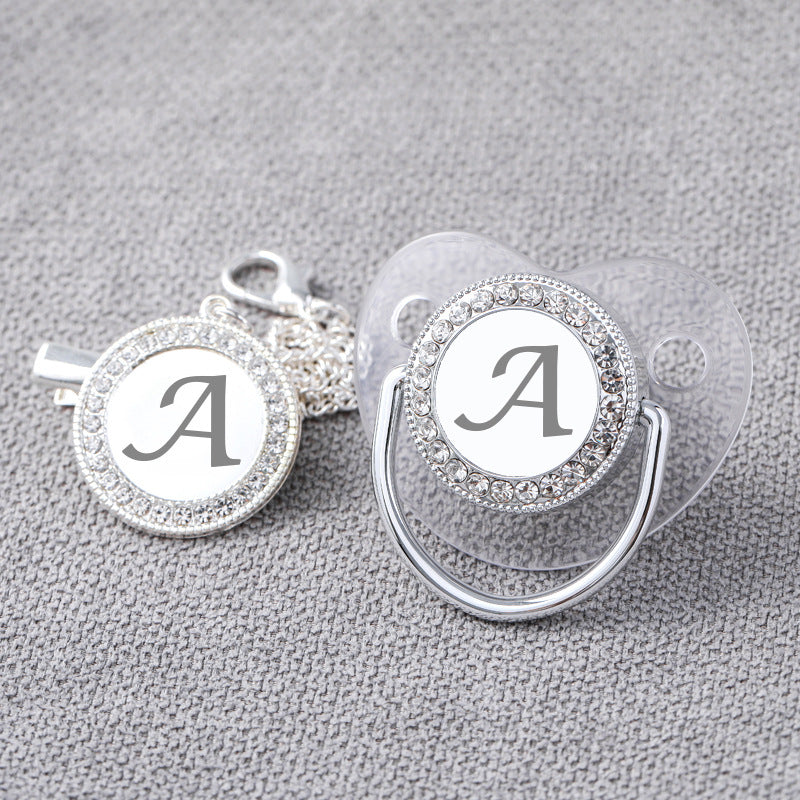 Transparent argent 26 lettres perceuse de tache bébé avec courroies de fermeture diamant