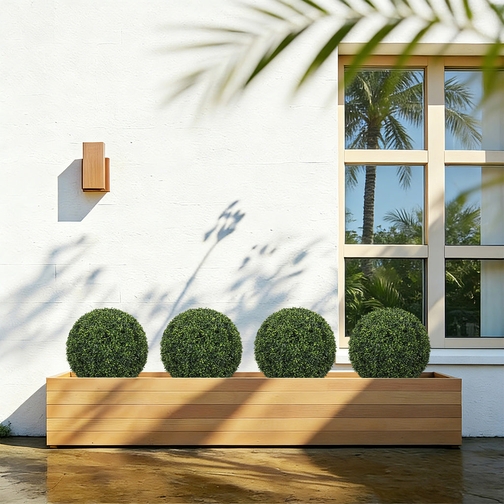 18.5IN Balles topiaires Plantes artificielles de faux bois à l'extérieur Grandes sphères décoratives vertes