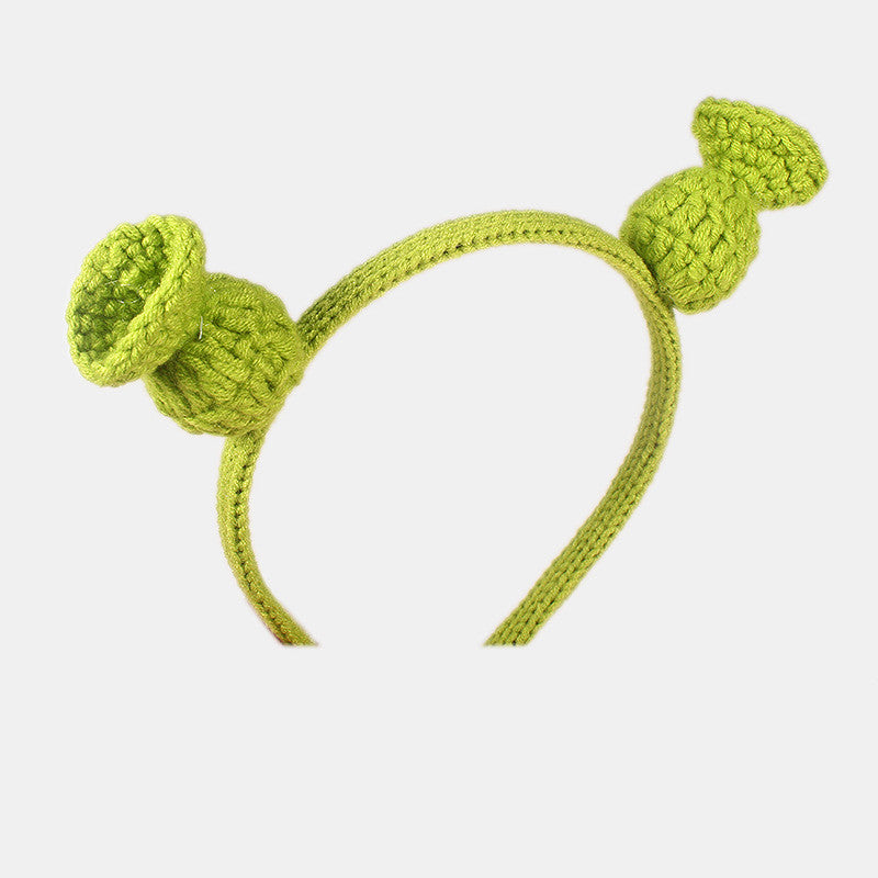 Tête crochetée en laine faite à la main vert shrek