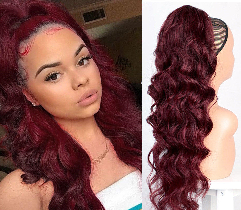 Wig Big Wave Drawstring Ponytail Matte haute température Silk Fiber Wig chimique