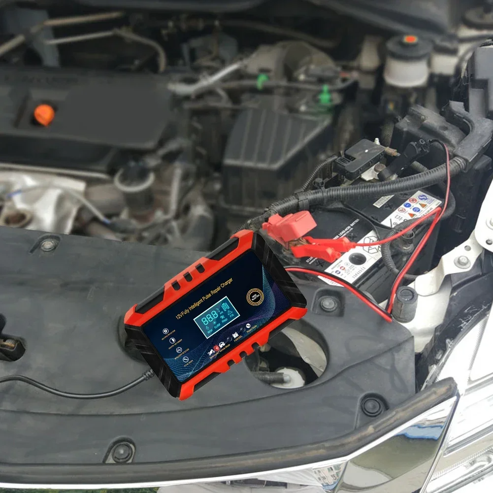 Chargeur de batterie de voiture 12V 6A Pulse Réparation LCD Chargeur de batterie automatique intelligent GEL Le