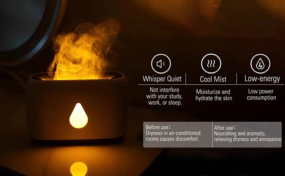 Diffuseur d'arôme bicolore Accueil Bureau Panneau de surface 3D Humidificateur de flamme