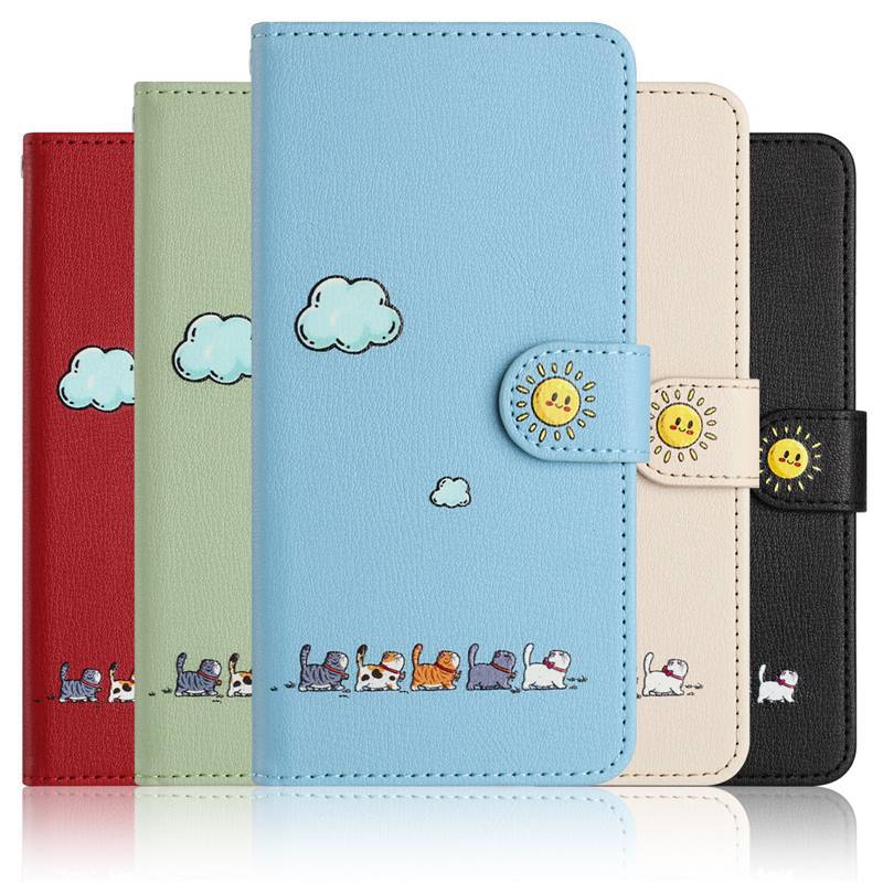 Fashion Cartoon Peint Cover Flip Card Holder