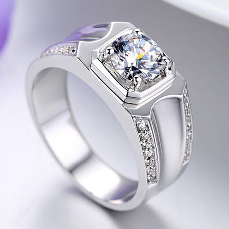 Anneau couple diamant anneau sterling argent plaqué or