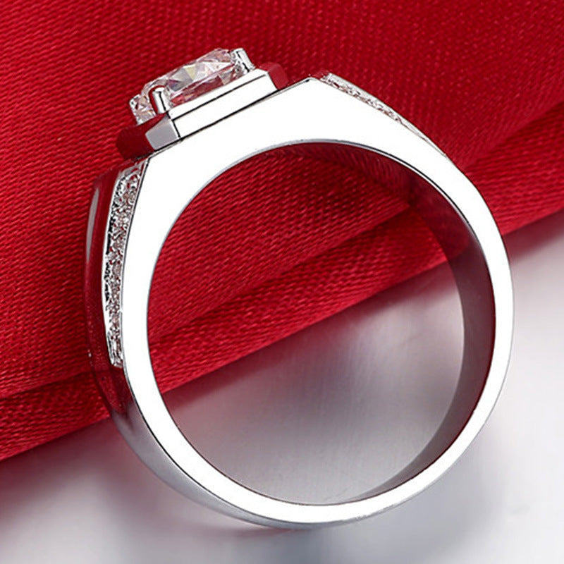 Anneau couple diamant anneau sterling argent plaqué or