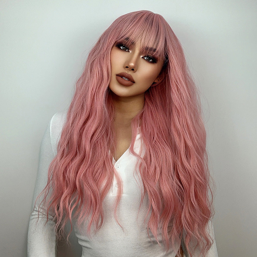 Bangs de wig femmes wave longs cheveux bouclés