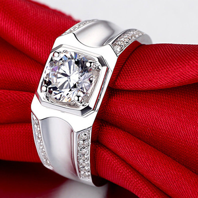 Anneau couple diamant anneau sterling argent plaqué or