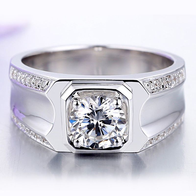 Anneau couple diamant anneau sterling argent plaqué or