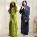 Mens Winter Hooded Thickened Long-Style Nightgown