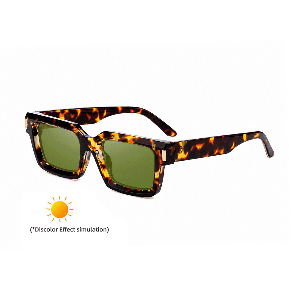 Lunettes de soleil européennes et américaines à cadre carré de mode à changement de couleur pour hommes