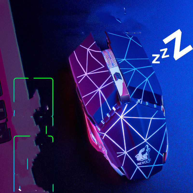 Souris de jeu mécanique d'éclairage rechargeable