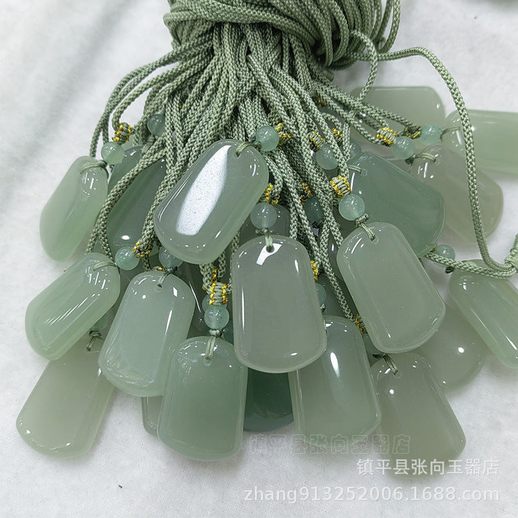 Ice Bottom Green Aventurine Trapézoïdal marque pendentif double-siled brillant marque hommes