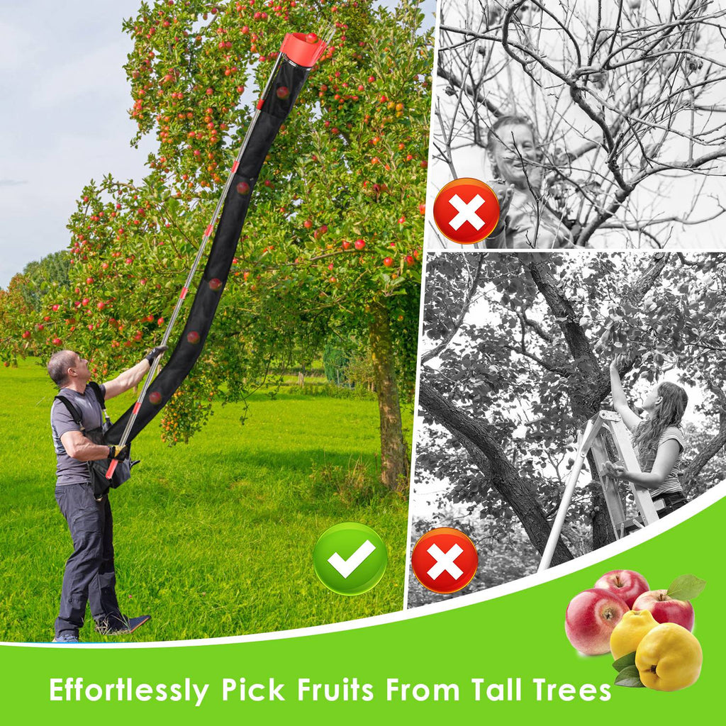 1Pc 13FT Pôle de cueillette de fruits haut de gamme avec sac de récolte Outil de cueillette de fruits lourds avec