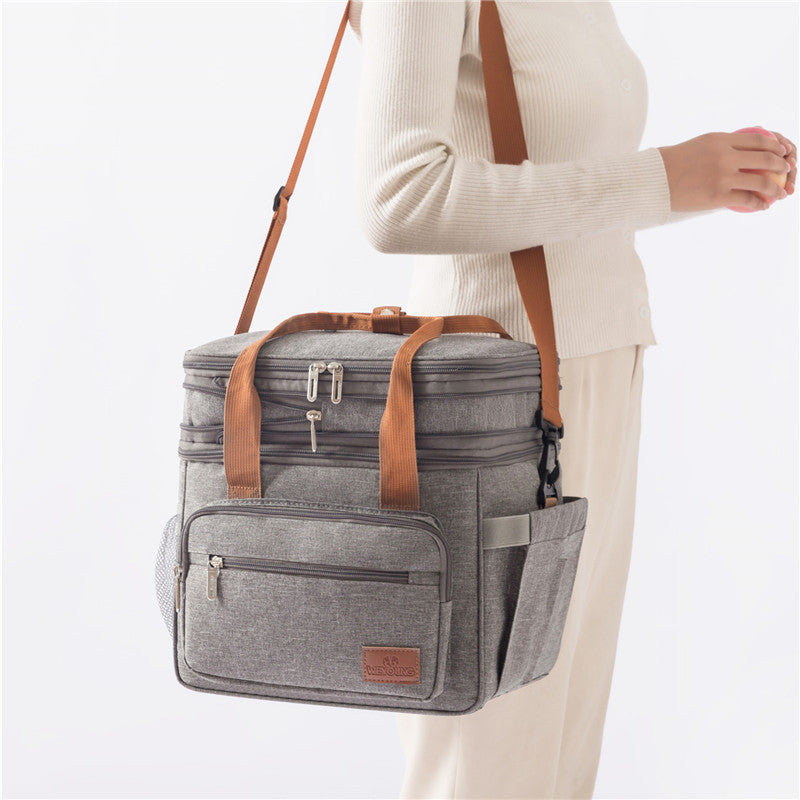 Sac à lunch double couche haute capacité avec isolation thermique pour picnics