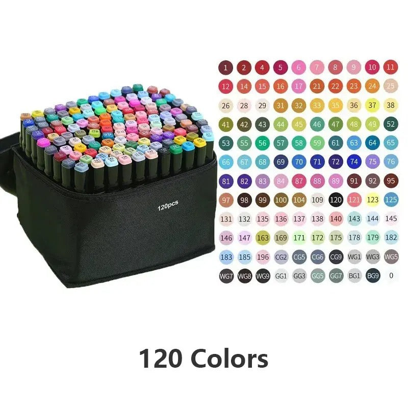 120 couleurs stylos marqueur ensemble Manga pinceau stylo dessin étudiant Kawaii Art School Suppli