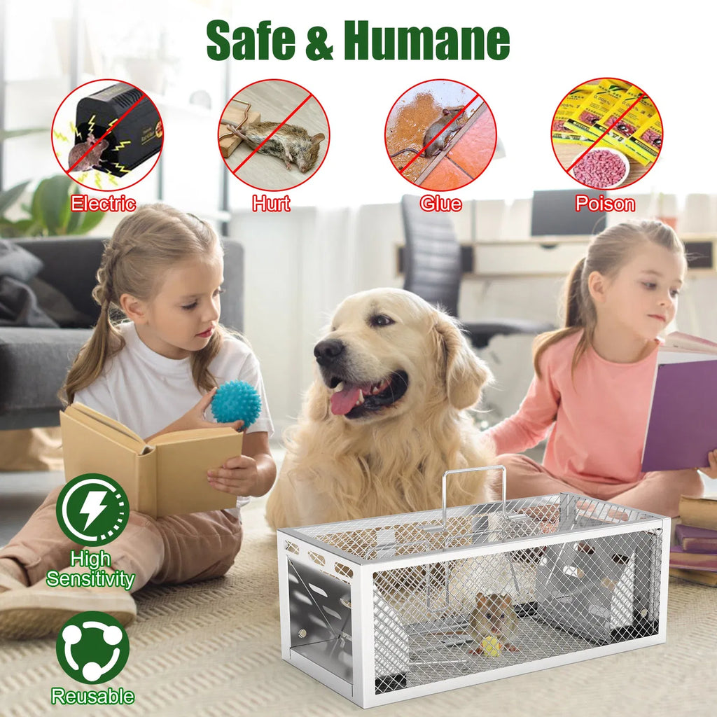 2Pack 11.81x5.63x4.45En 2-Door humain Rat Trap Automatic continue Mouse Trap Réutilisable Ga