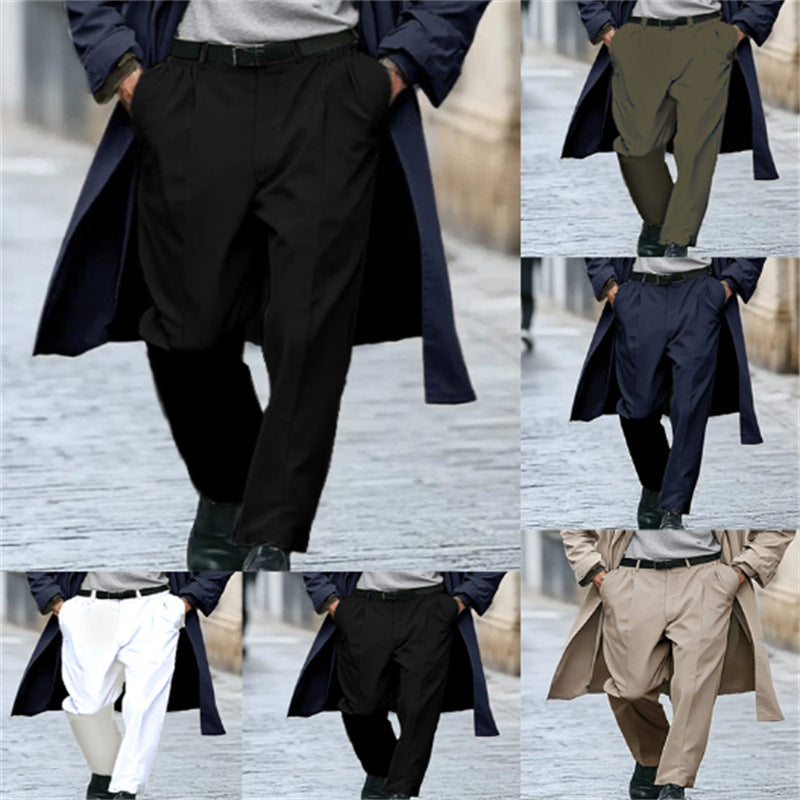 Hommes Affaires Formel Solid-Color New-Style Outdoor Street-Style Straight-Leg Pantalons de costume