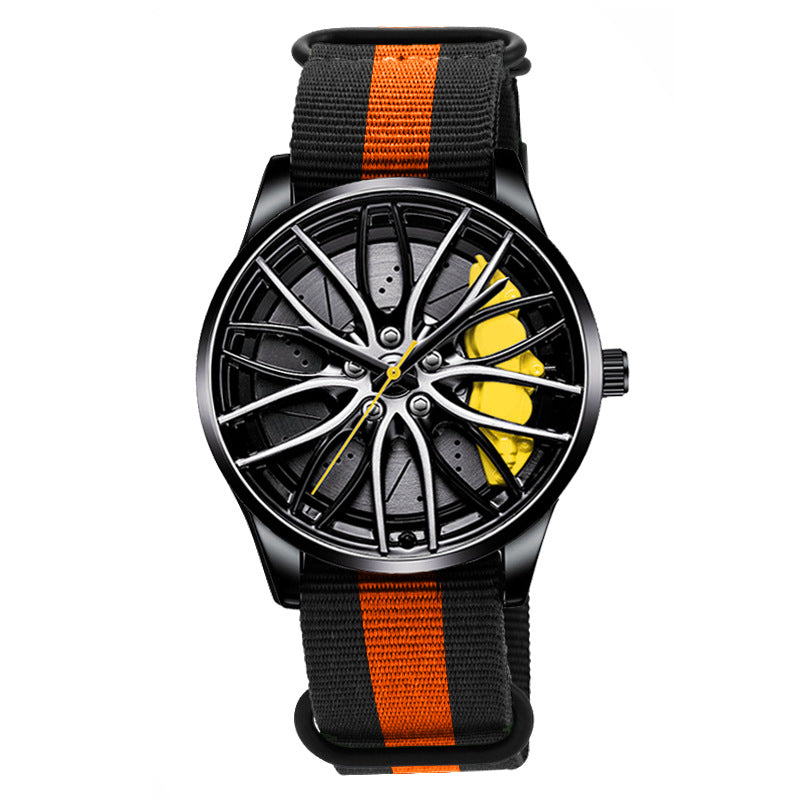 Nylon Roue Hubs Montre Quartz Créative Homme