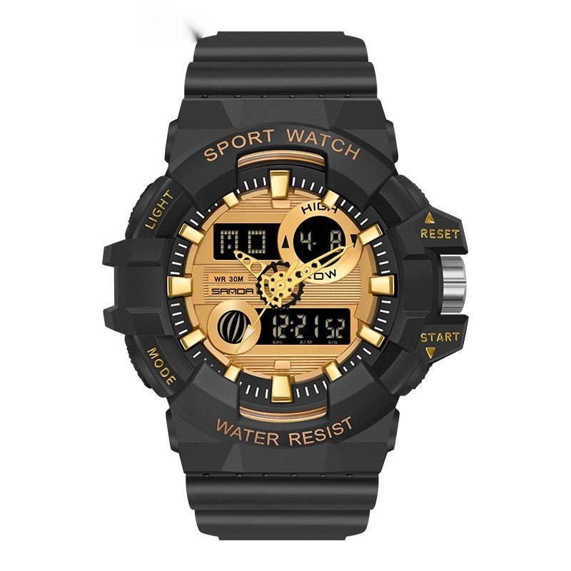 Trendy Sports Montre électronique Mode Double affichage Grand Cadran Lumineux Imperméable Unise