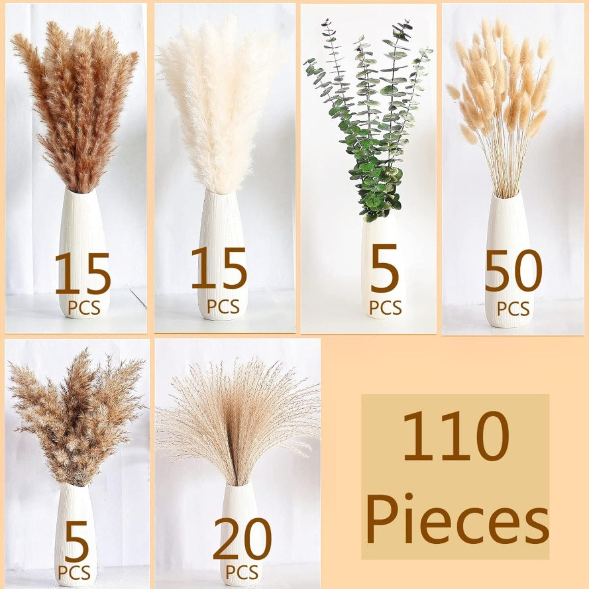 Ensemble de 110 piece de boho Pampas Grass Decor: Pampas séchés