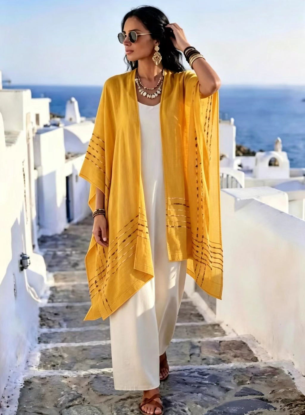 Nouveau style Sun-protective Shaw Womens Resort-style Knitted Cardigan