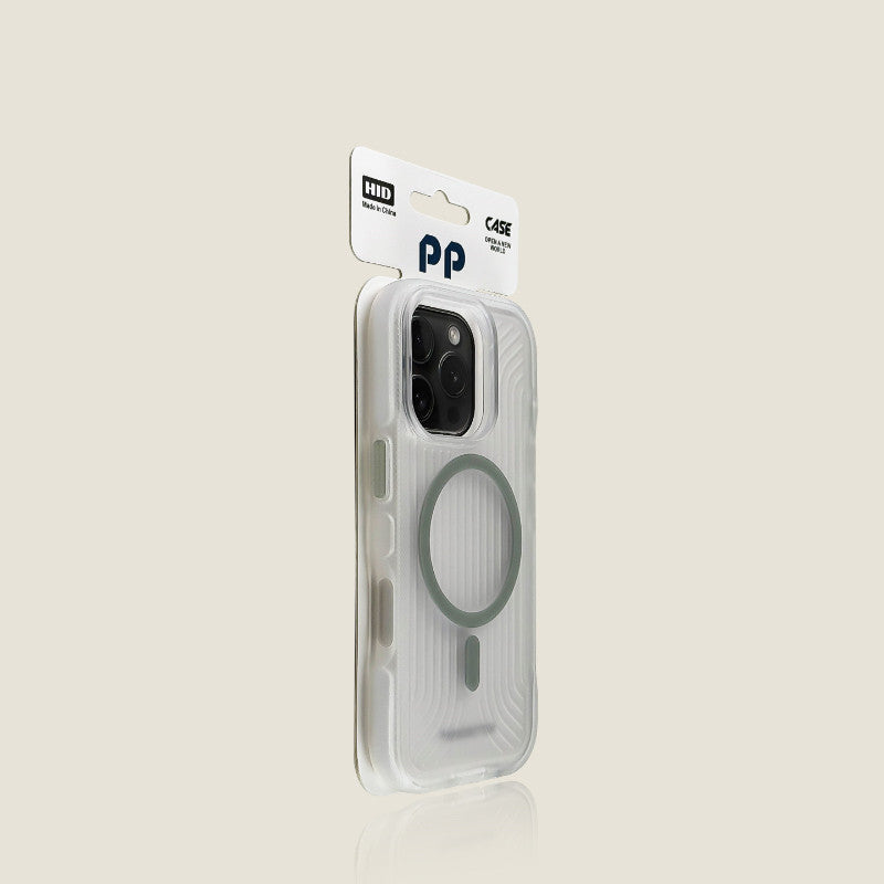 Cas de téléphone rayé noir mat avec fixation magnétique et lanyard intégré pour