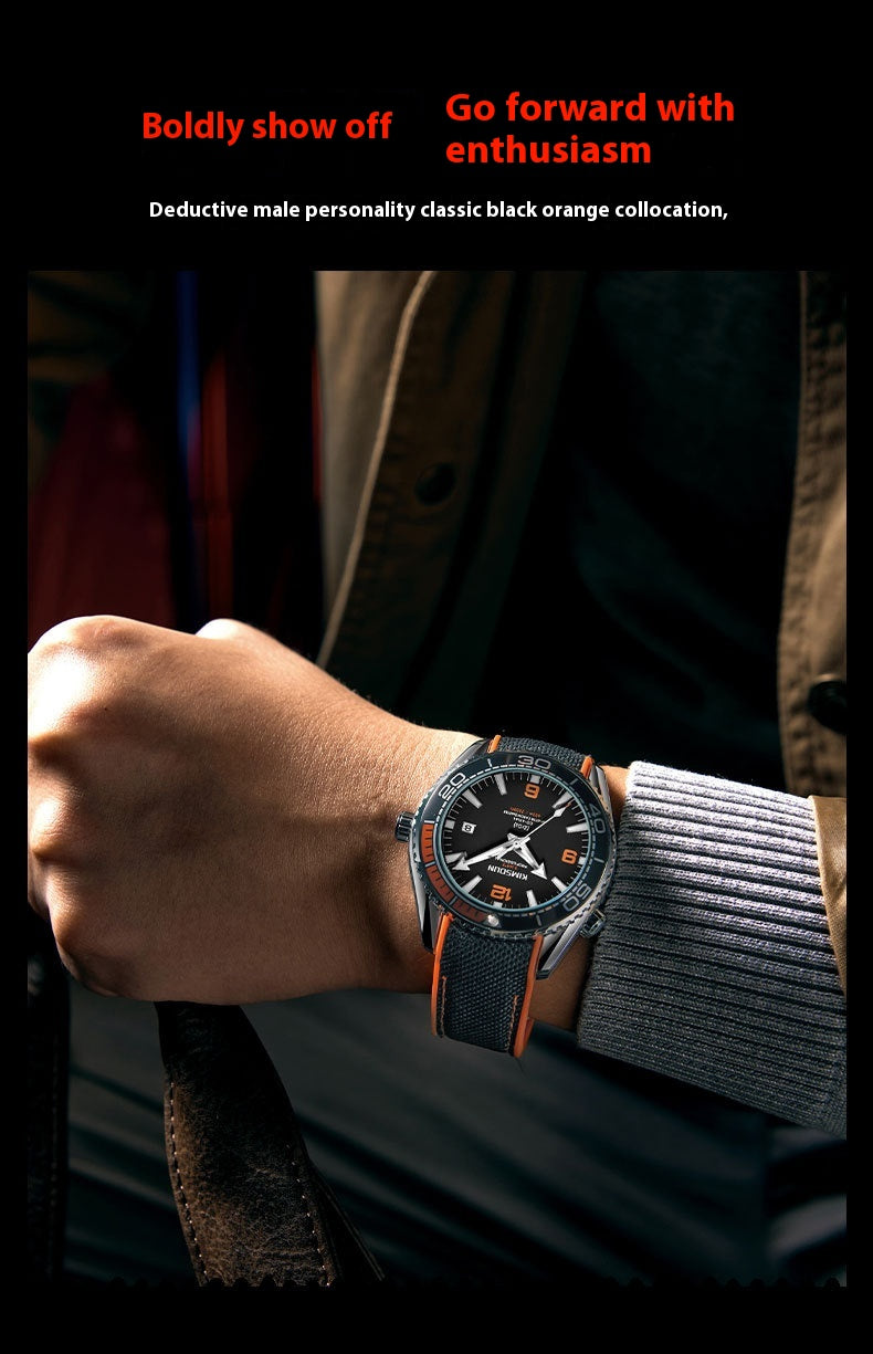 Montre mécanique bas transparent creux lumineux hommes
