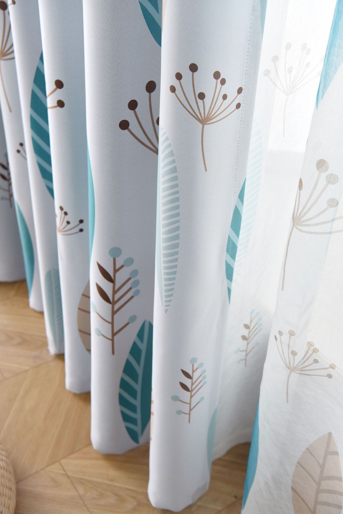 Style nordique Nordic Leaf Rideau Shading Chambre à coucher Salon Shading Rideau Finished Simp