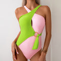 Robe contrastée mode-couleur à une pièce Maillot femme Bikini