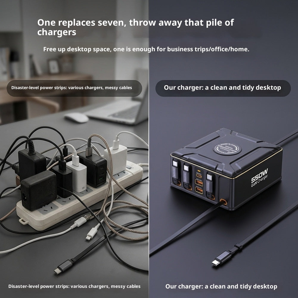 Multi-Port Charger with a retractable cable