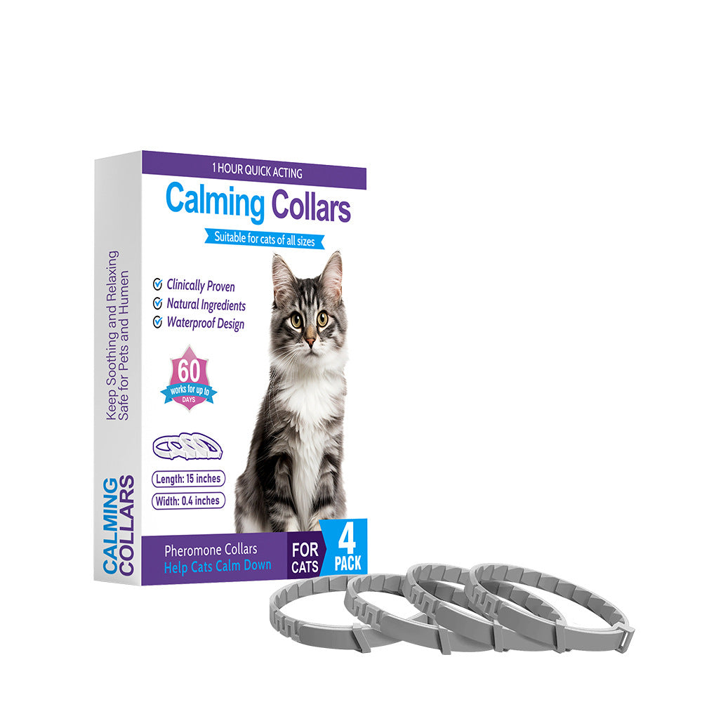 4-Pack Calming Pheromone Collars for Cats and Dogs to Relieve Anxiety