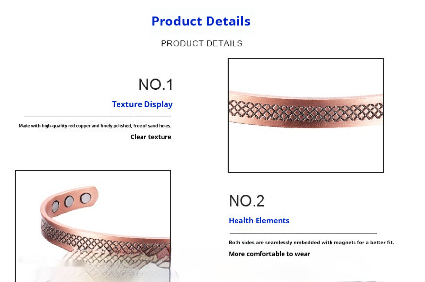 Bracelet en cuivre pourpre simple et élégant pour femmes