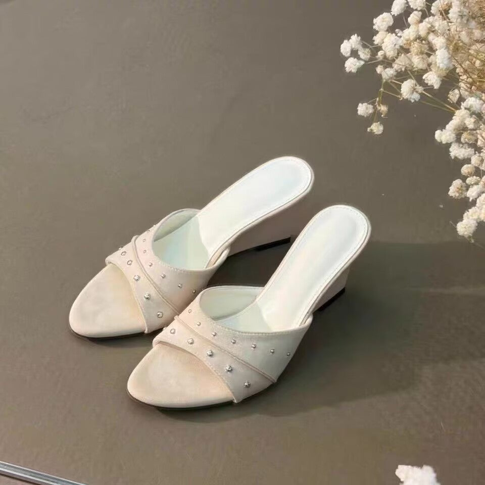 Femmes Minimaliste française Casual Toe Round Wedge Sandales