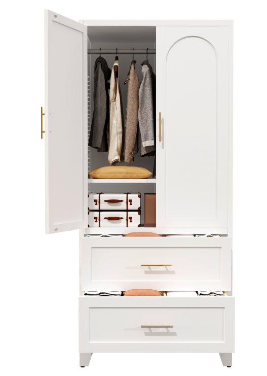 Armoire en métal de 71 pouces avec 2 tiroirs et tige suspendue