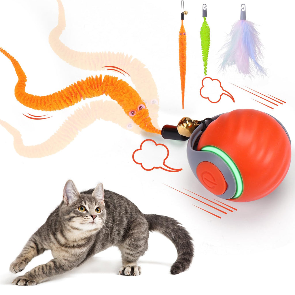 Balle de jouets interactifs pour chats - Jouets automatiques interactifs pour chats d'intérieur avec 3 queues