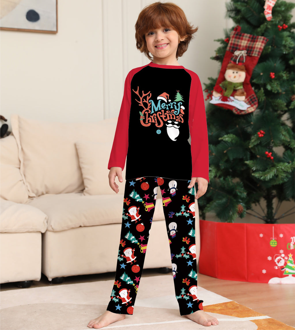 Caricature imprimé Col rond Manches longues Pyjamas de vacances Costume parent-enfant