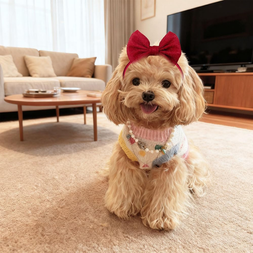 Bande de tête 4Pcs Cheveux de chien Bow pour petits chiens moyens