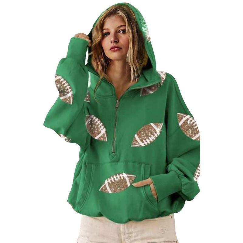 Football impression numérique Hoodie avec manches longues Et une fermeture éclair