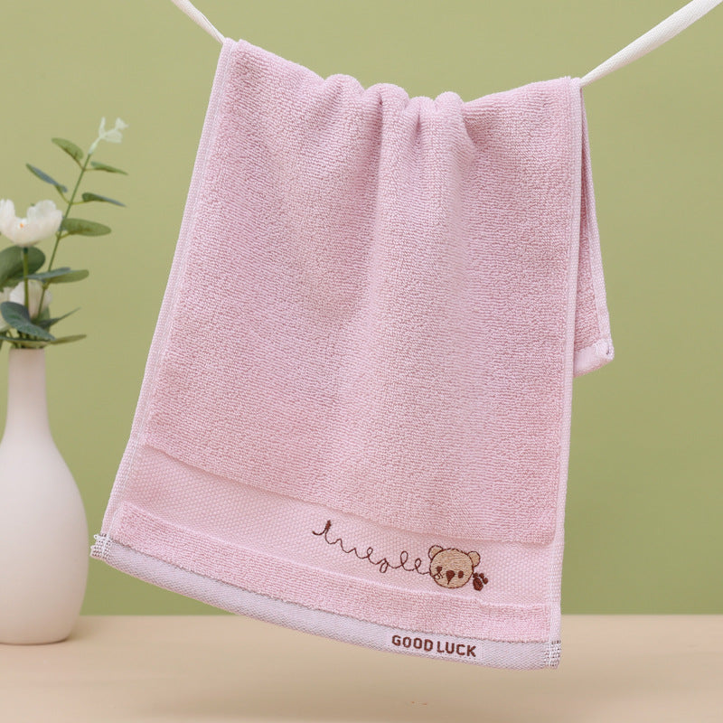 Cute Kids Solid Color Cotton Absorbent Washbasin Towel