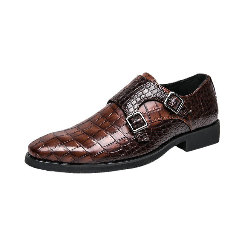 Chaussures en cuir homme de style britannique avec un orteil carré et motif embossé