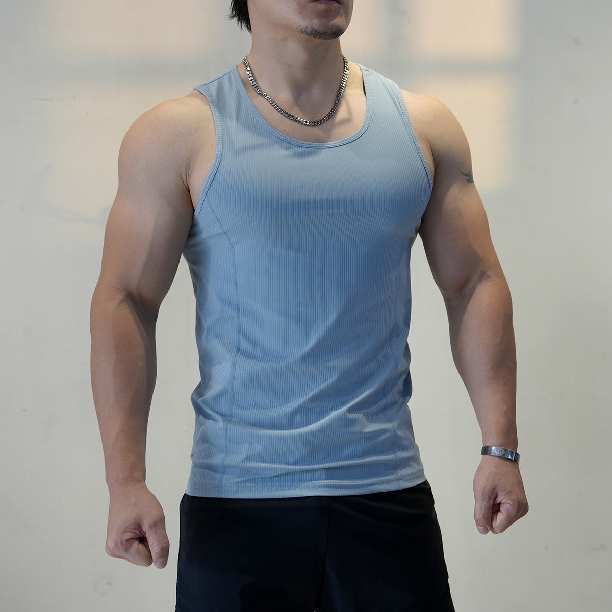 Tank de fitness côte-à-côte d'été haut hommes sans manches Vest Sports